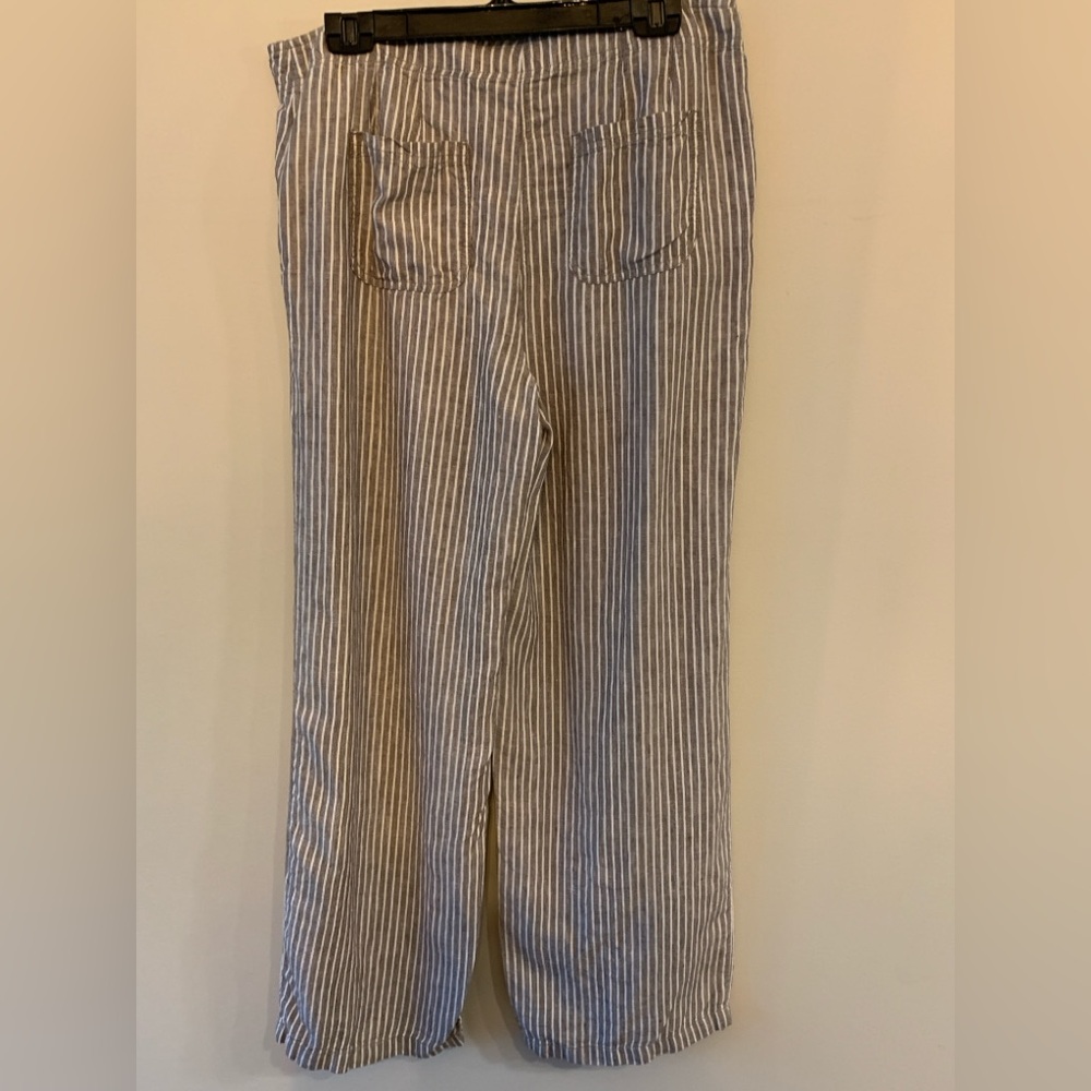 Chico's Linen Brown and White Striped Chinos - Picture 7 of 9